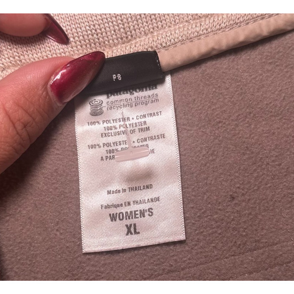 Patagonia Women’s Quilted Vest XL Beige Full Zip Fleece Lined Light Insulated - Picture 6 of 8